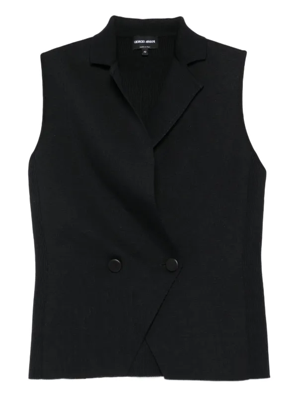 ジョルジオ アルマーニ◆ウール シルク ダブルブレストベスト Giorgio Armani ダブルブレスト ベスト | ブラック | FARFETCH JP