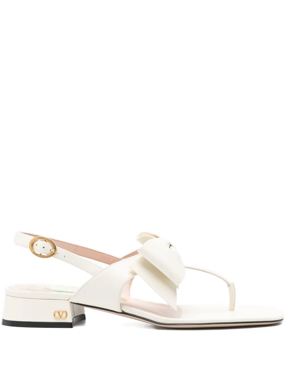 Valentino Garavani Bow-embellished Slingback Sandals In Neutral