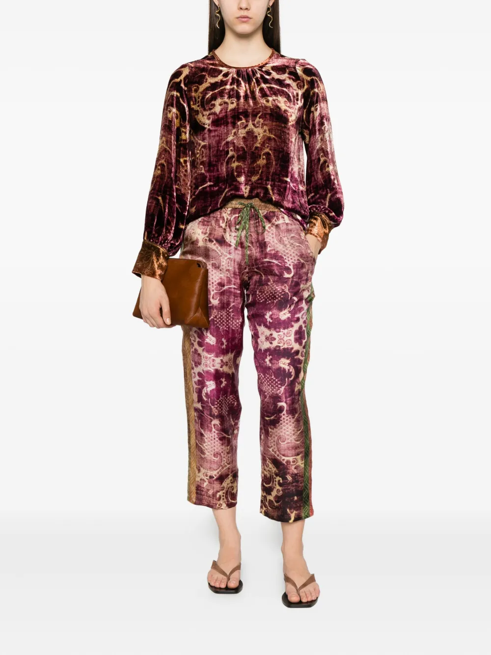 Pierre-louis Mascia Patterned Velvet Blouse In Multi