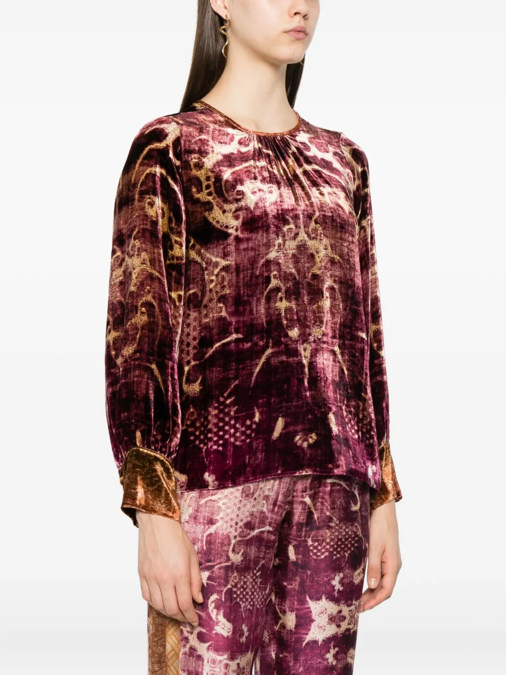 Pierre-louis Mascia Patterned Velvet Blouse In Multi