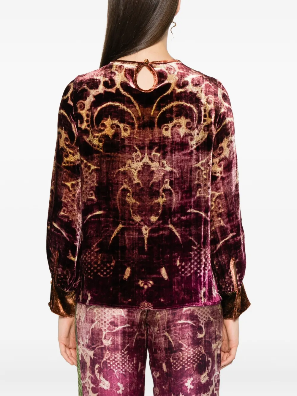 Pierre-louis Mascia Patterned Velvet Blouse In Multi