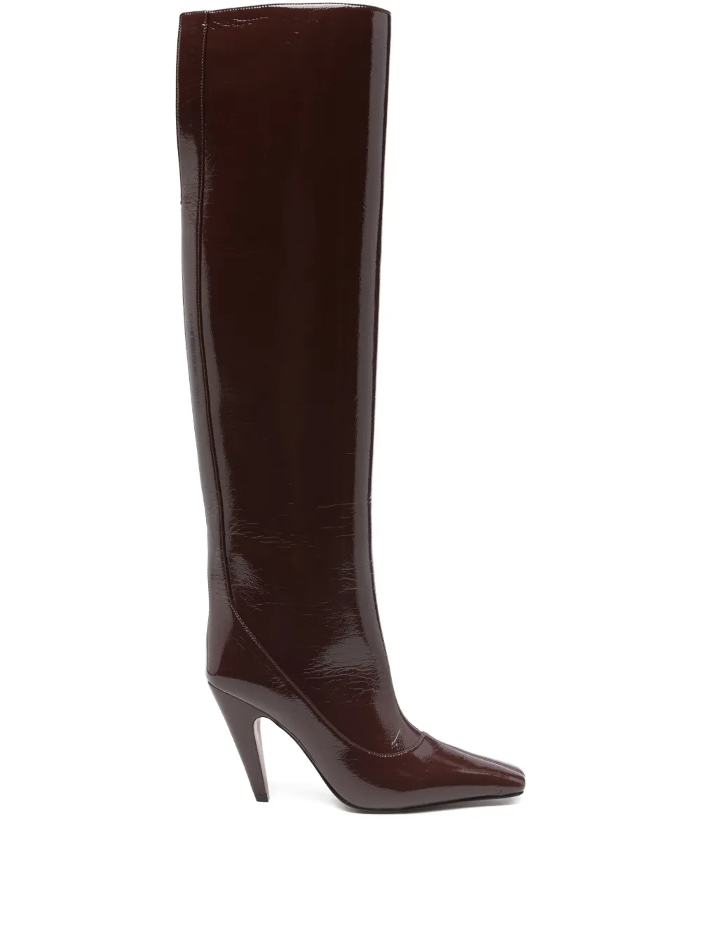 Stella Mccartney 100mm Patent-leather Knee-high Boots In Brown