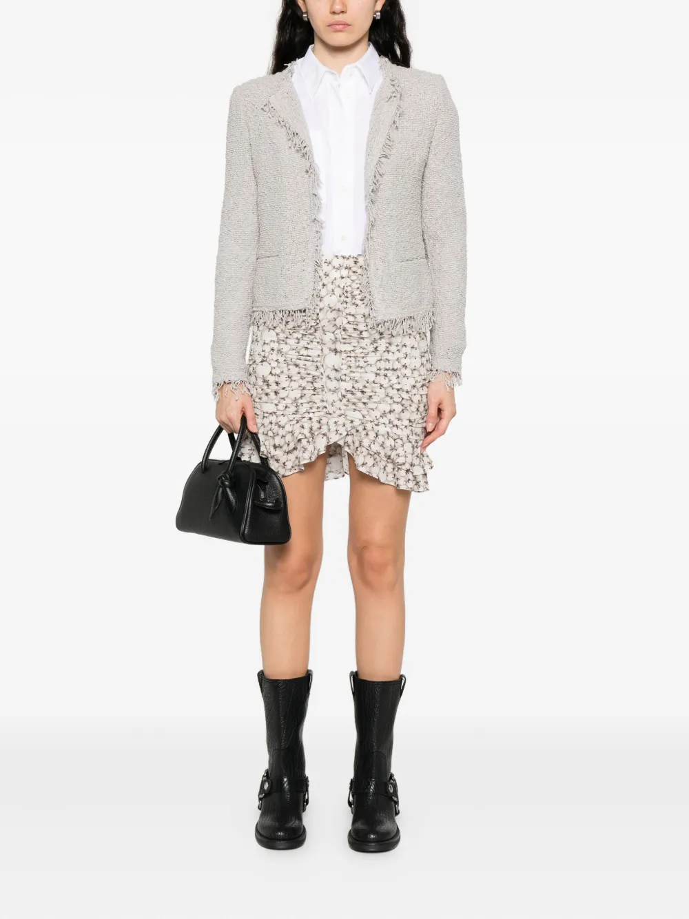 IRO frayed tweed jacket Grijs