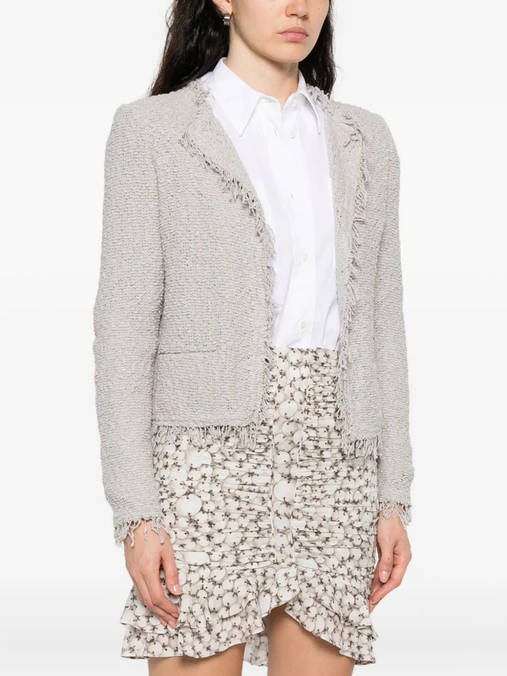 IRO frayed tweed jacket Grijs