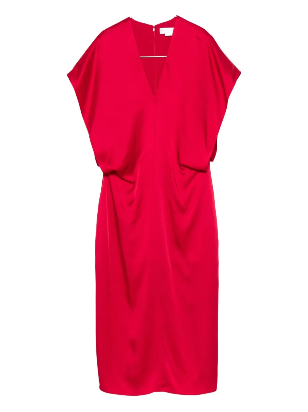 Stella Mccartney Draped Sleeves V-neck Midi Dress In Red