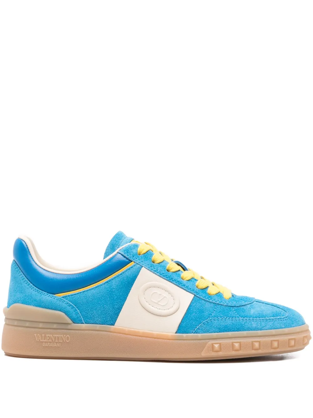 Valentino Garavani Upvillage Panelled Suede Sneakers In Blue