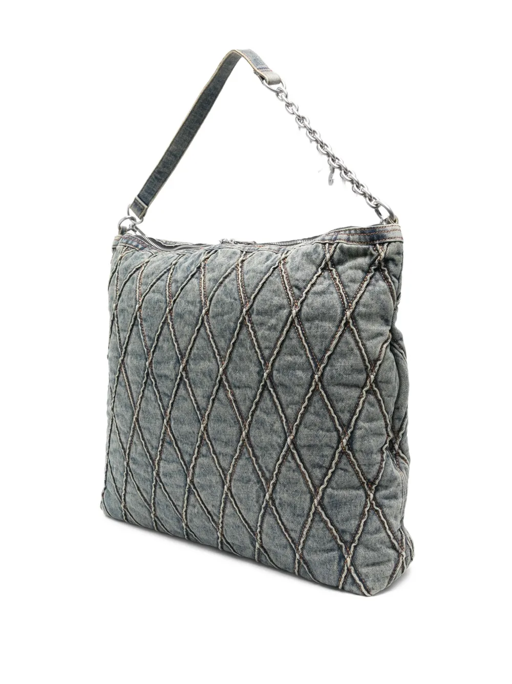 Diesel Gewatteerde schoudertas verfraaid met ketting Blauw