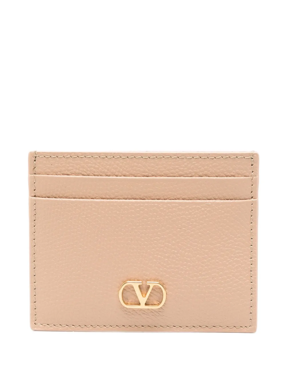 Valentino Garavani leather logo cardholder Beige