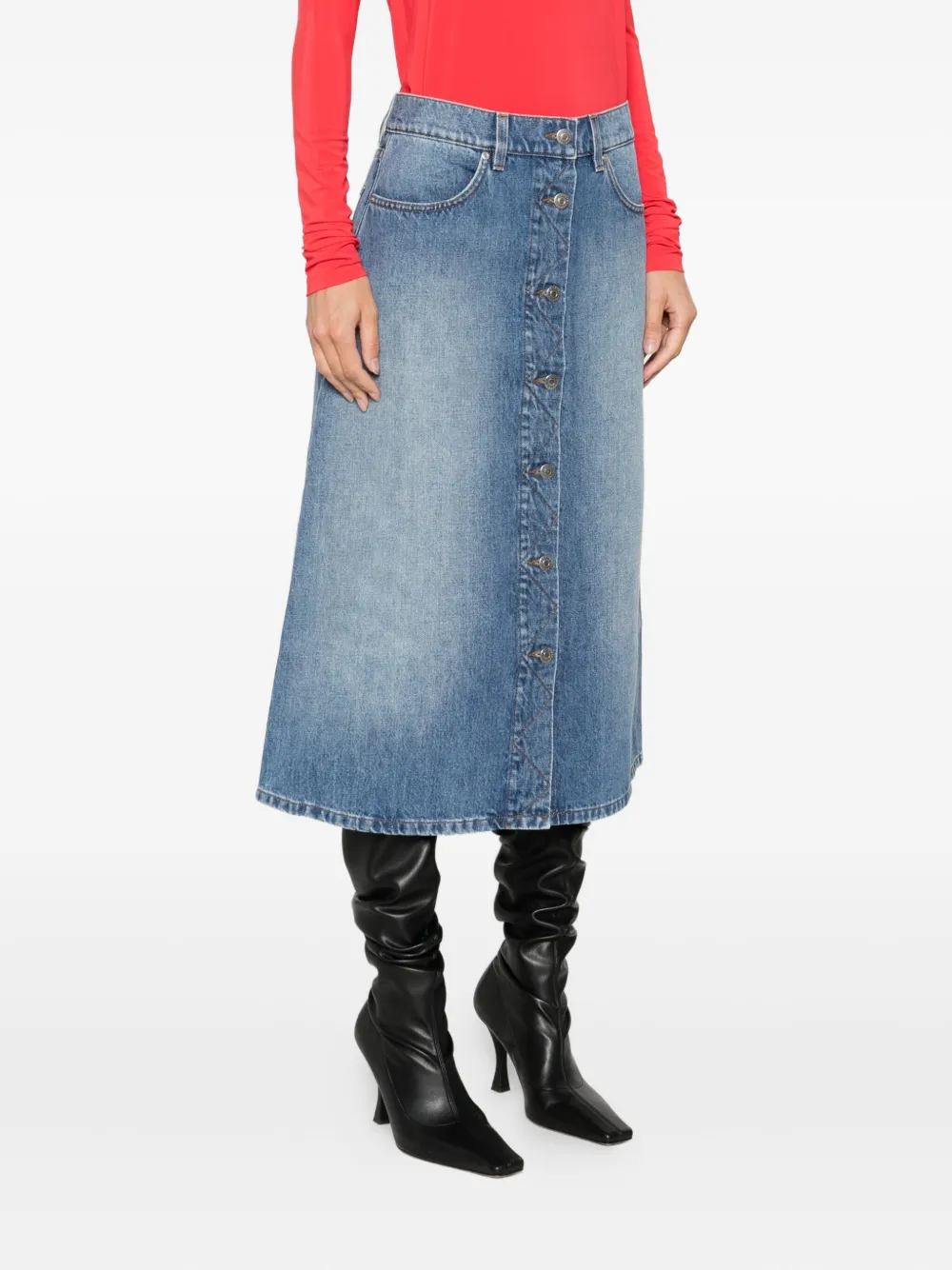 Stella Mccartney Button-front Denim Skirt In Blue