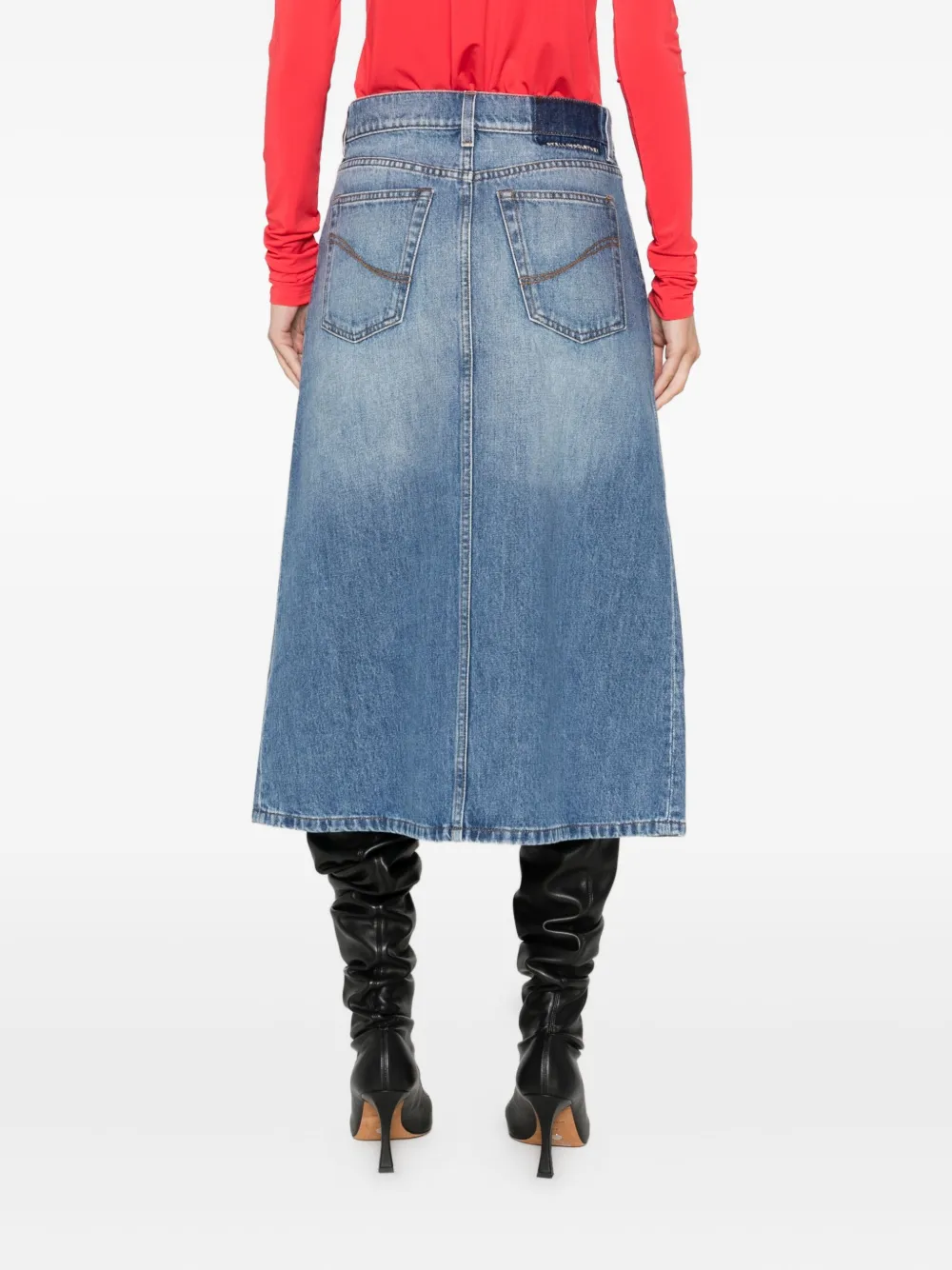 Stella Mccartney Button-front Denim Skirt In Blue