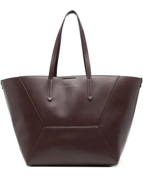Brunello Cucinelli leather panelled tote bag