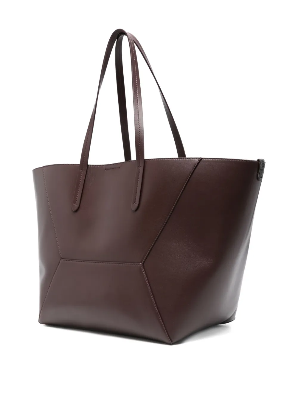 Brunello Cucinelli Shopper met leren vlak Rood
