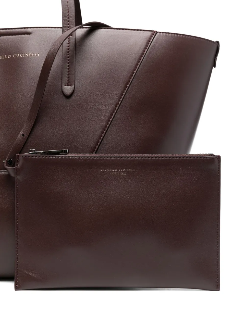 Brunello Cucinelli Shopper met leren vlak Rood