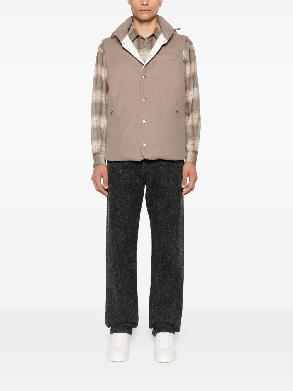 Brunello Cucinelli Bodywarmer met capuchon Bruin