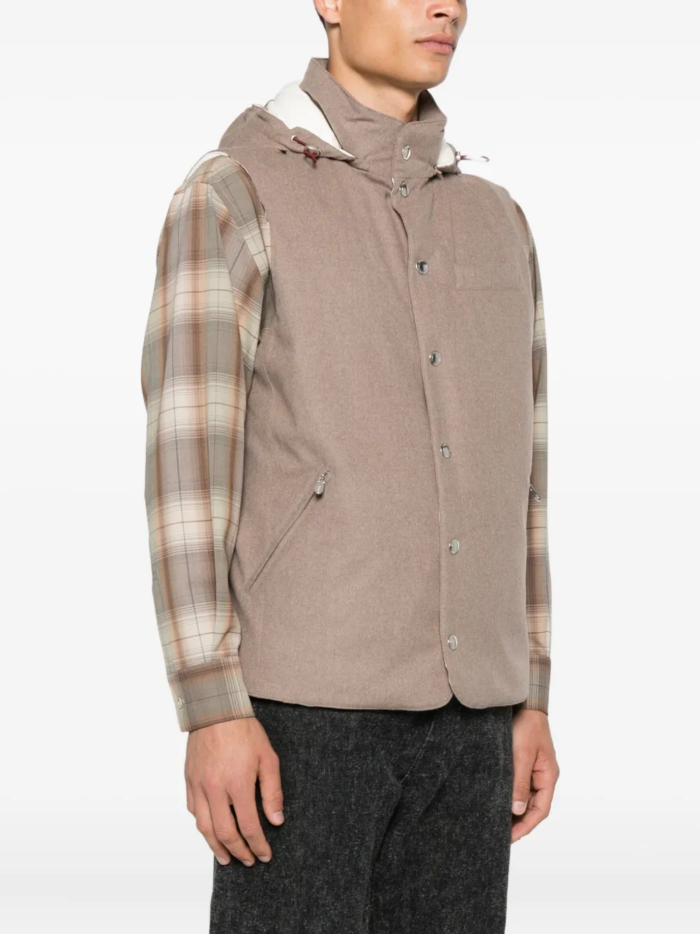 Brunello Cucinelli Bodywarmer met capuchon Bruin
