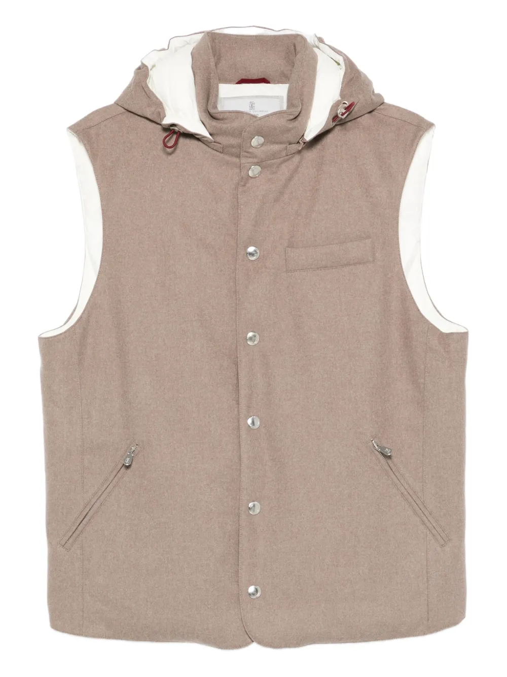Brunello Cucinelli Bodywarmer met capuchon Bruin