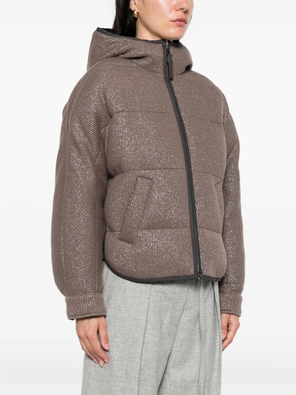 Brunello Cucinelli quilted lurex jacket Bruin
