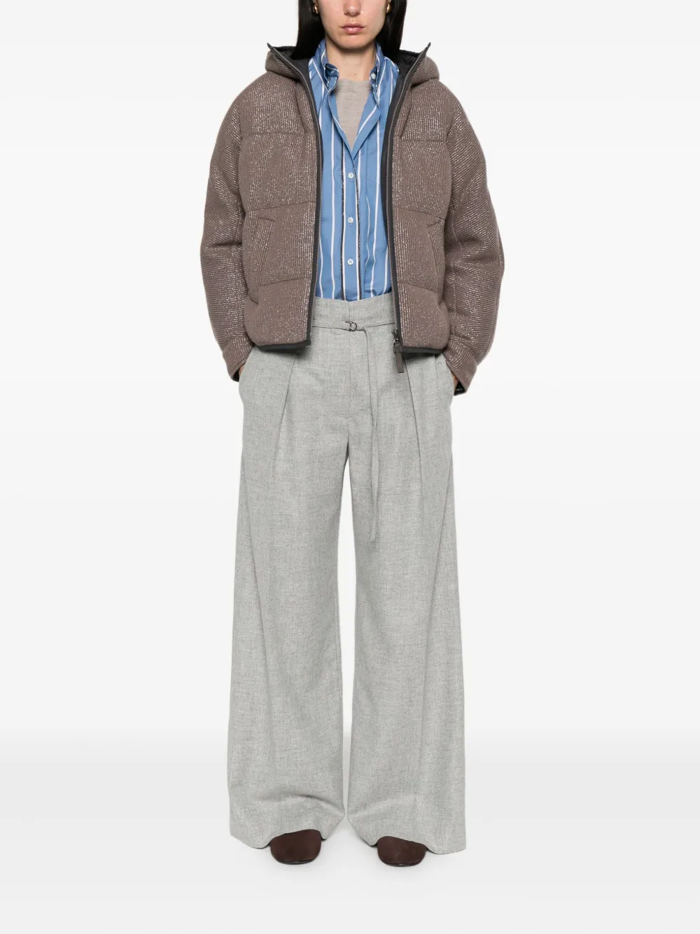 Brunello Cucinelli quilted lurex jacket Bruin