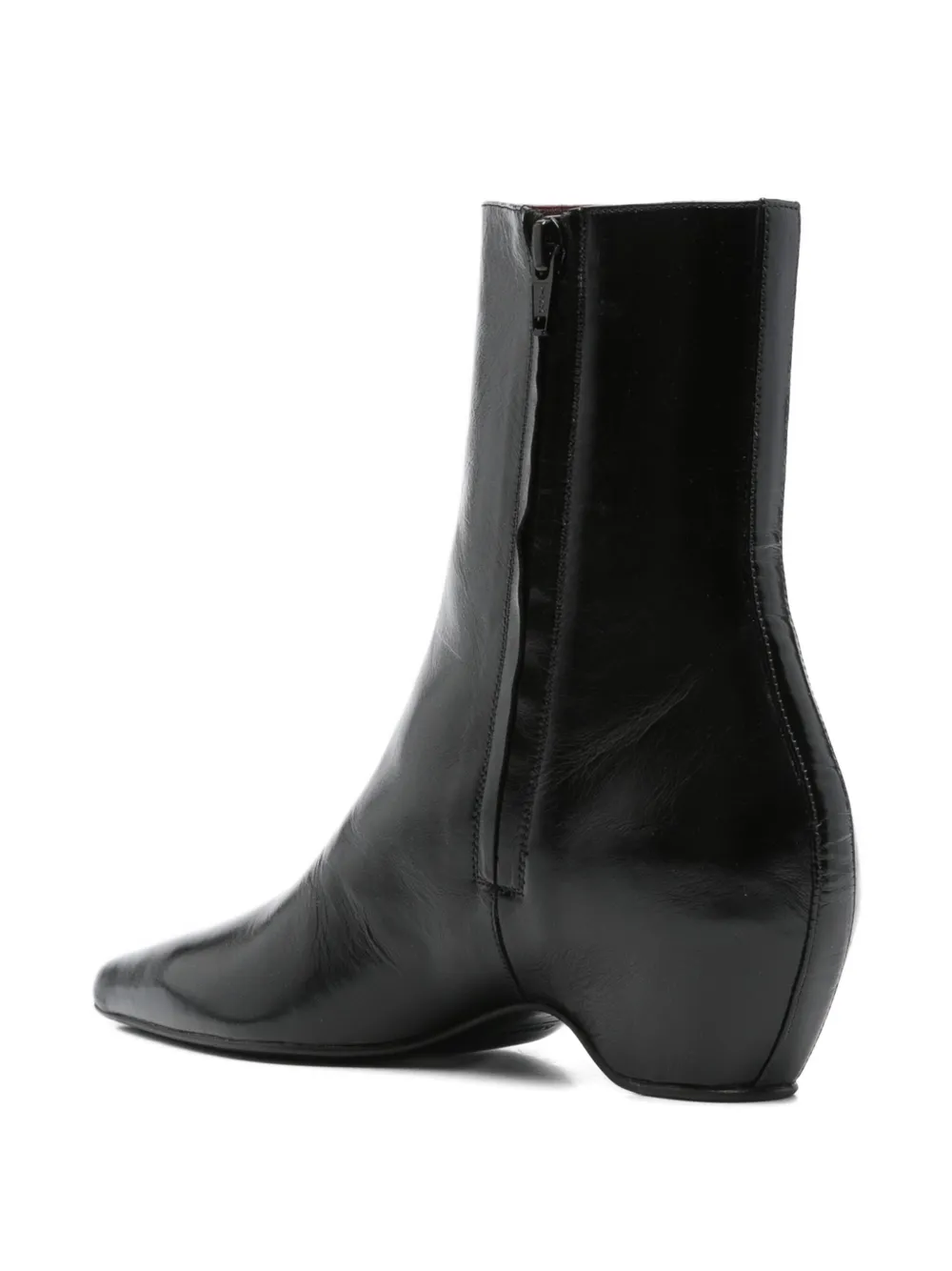 KHAITE Arizona pointed-toe calf leather ankle boots Black