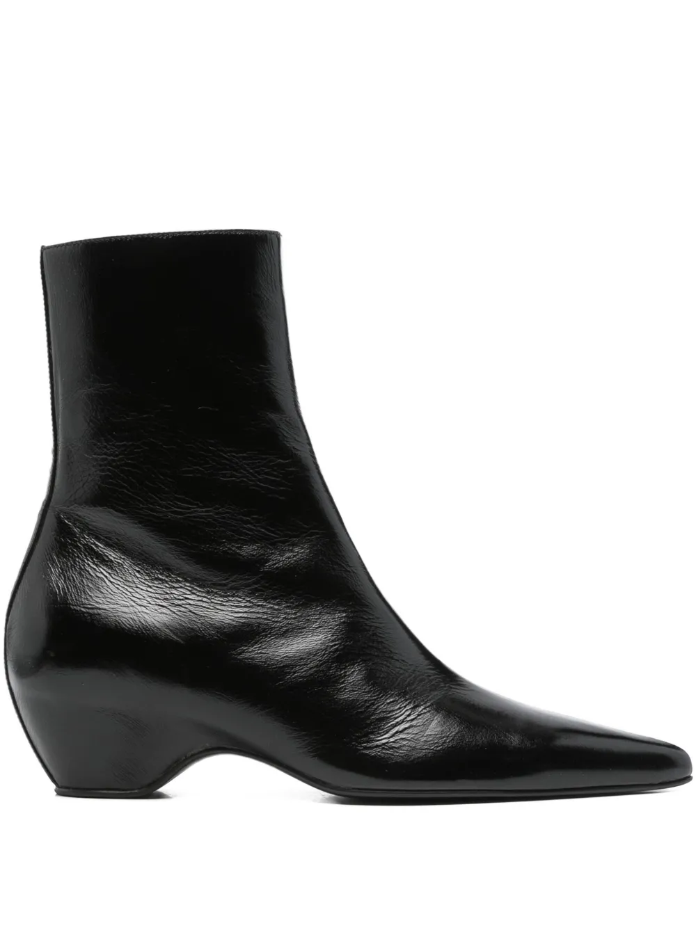 KHAITE Arizona pointed-toe calf leather ankle boots Black
