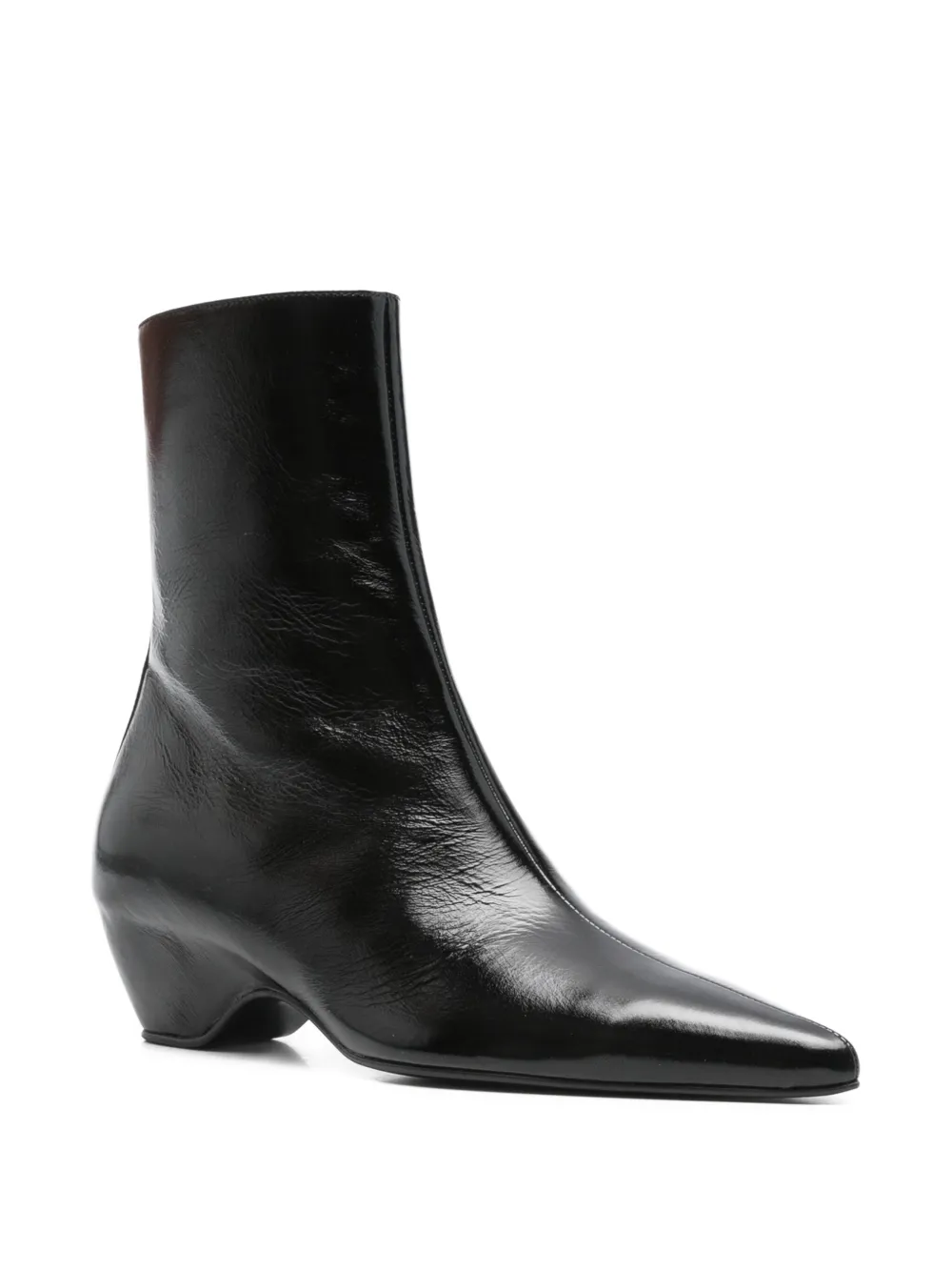 KHAITE Arizona pointed-toe calf leather ankle boots Black