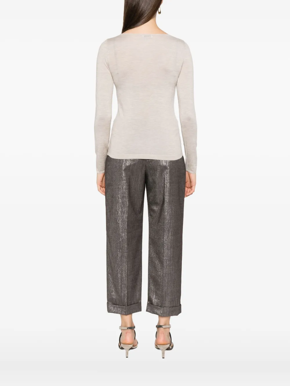 Brunello Cucinelli long-sleeve round-neck T-shirt Bruin