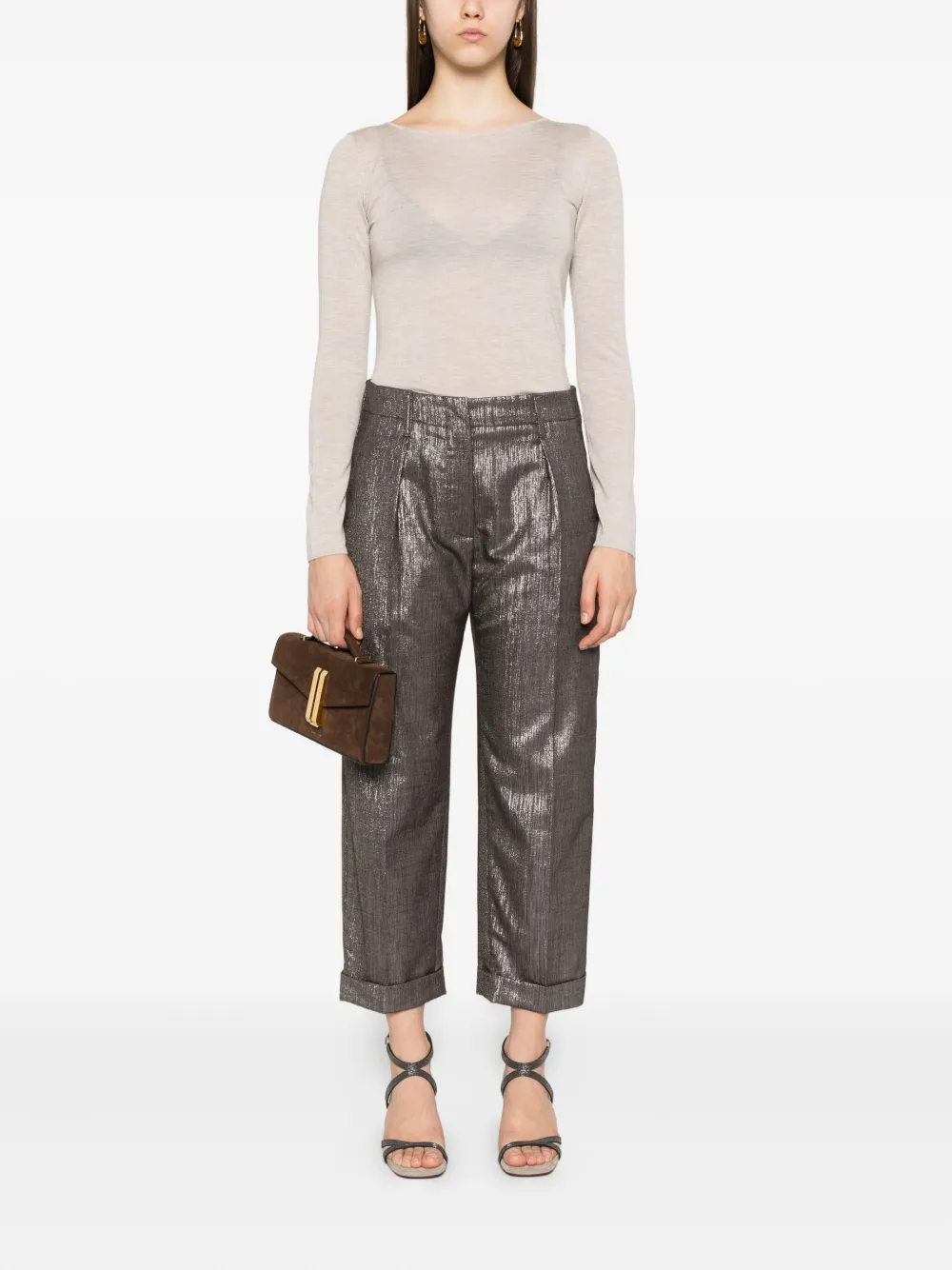 Brunello Cucinelli long-sleeve round-neck T-shirt Bruin