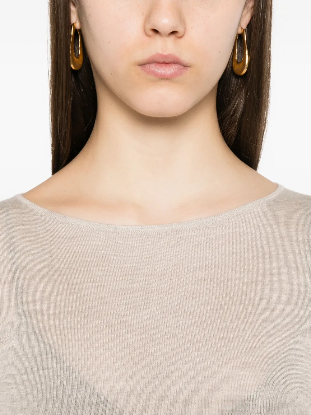 Brunello Cucinelli long-sleeve round-neck T-shirt Bruin