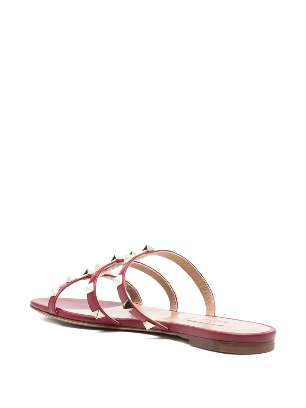 Valentino Rockstud-embellished Flat Sandals In Red