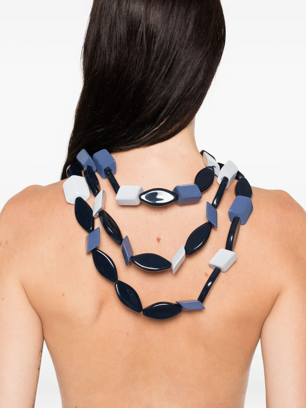 Emporio Armani Multistrand Necklace With Multiform Gemstones In Blue