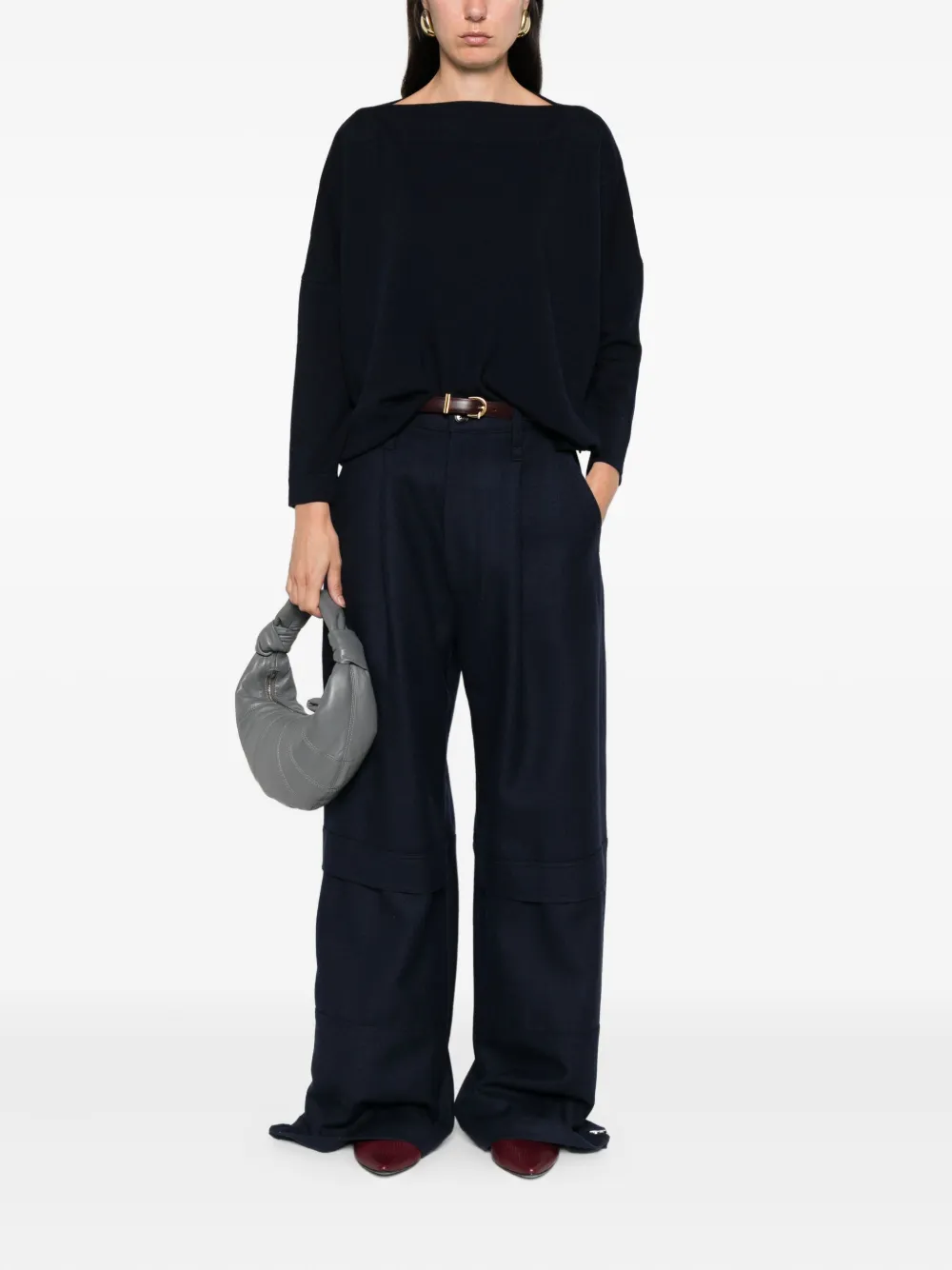 Daniela Gregis Boat-neck Wool Sweater In Blue