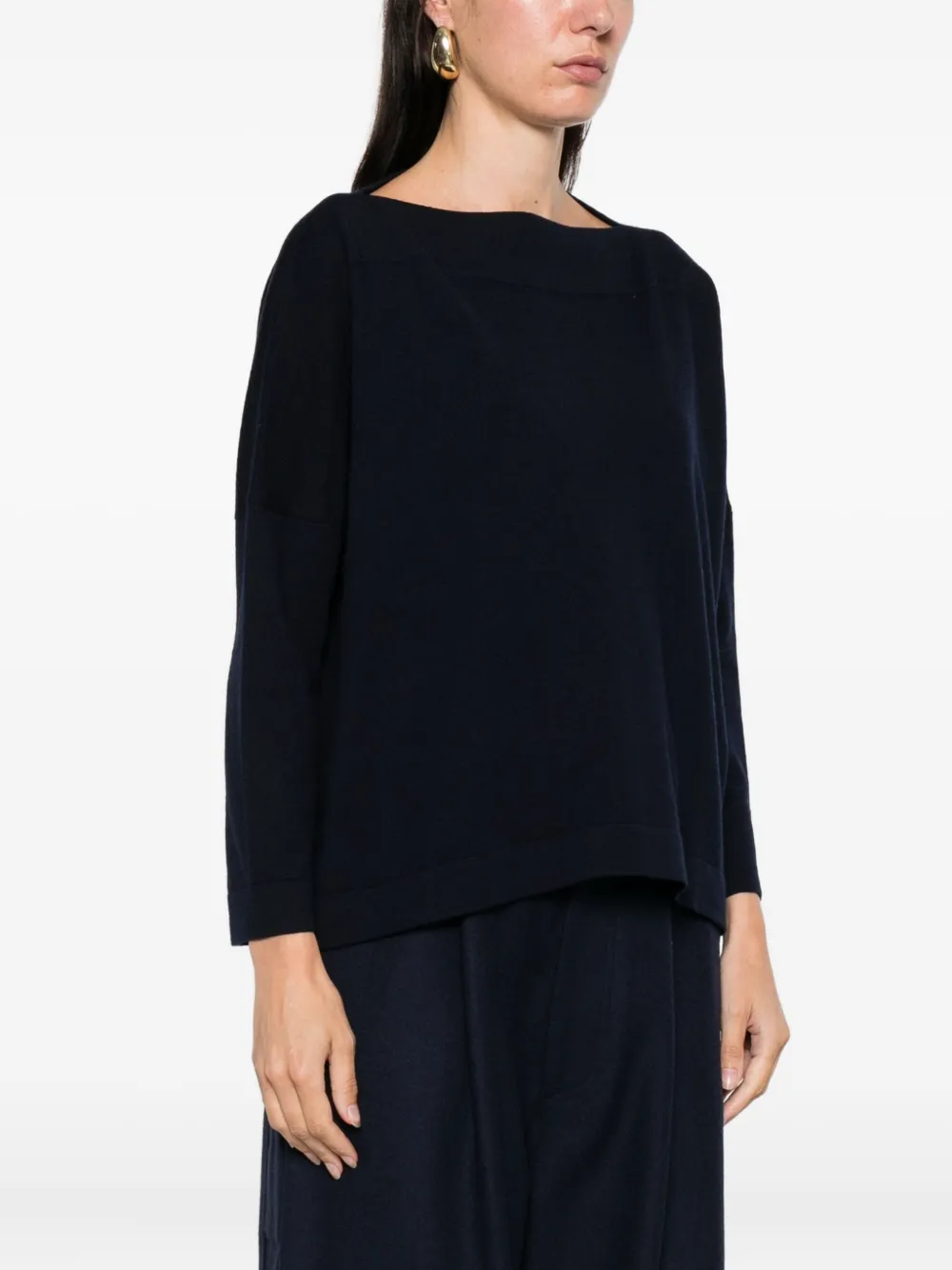 Daniela Gregis Boat-neck Wool Sweater In Blue