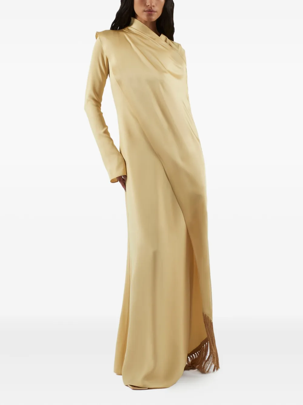 Taller Marmo Mounia draped fringe maxi dress | Evening Dresses | Image 2