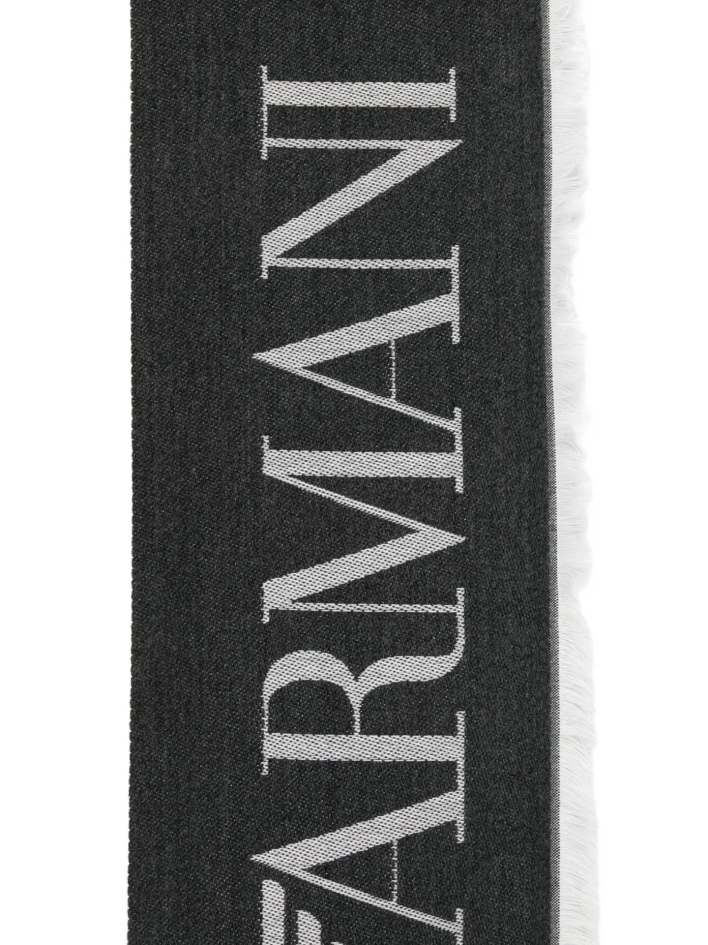 Emporio Armani Gestreepte sjaal met verfraaid logo Zwart