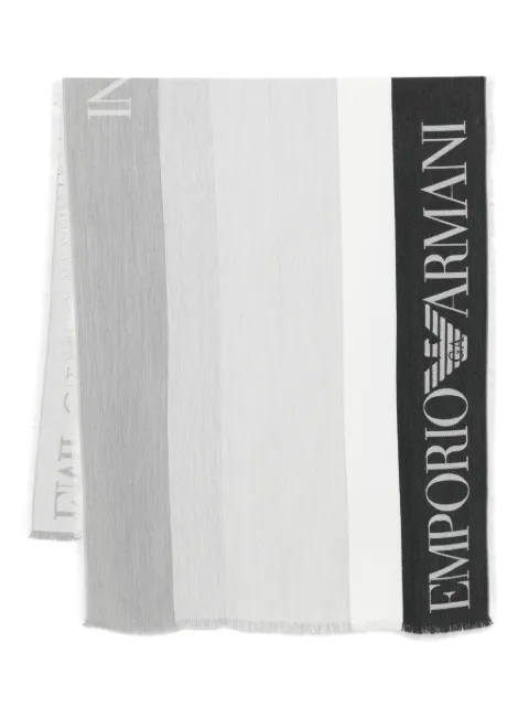 Emporio Armani Echarpe listrada com aplicação de logo