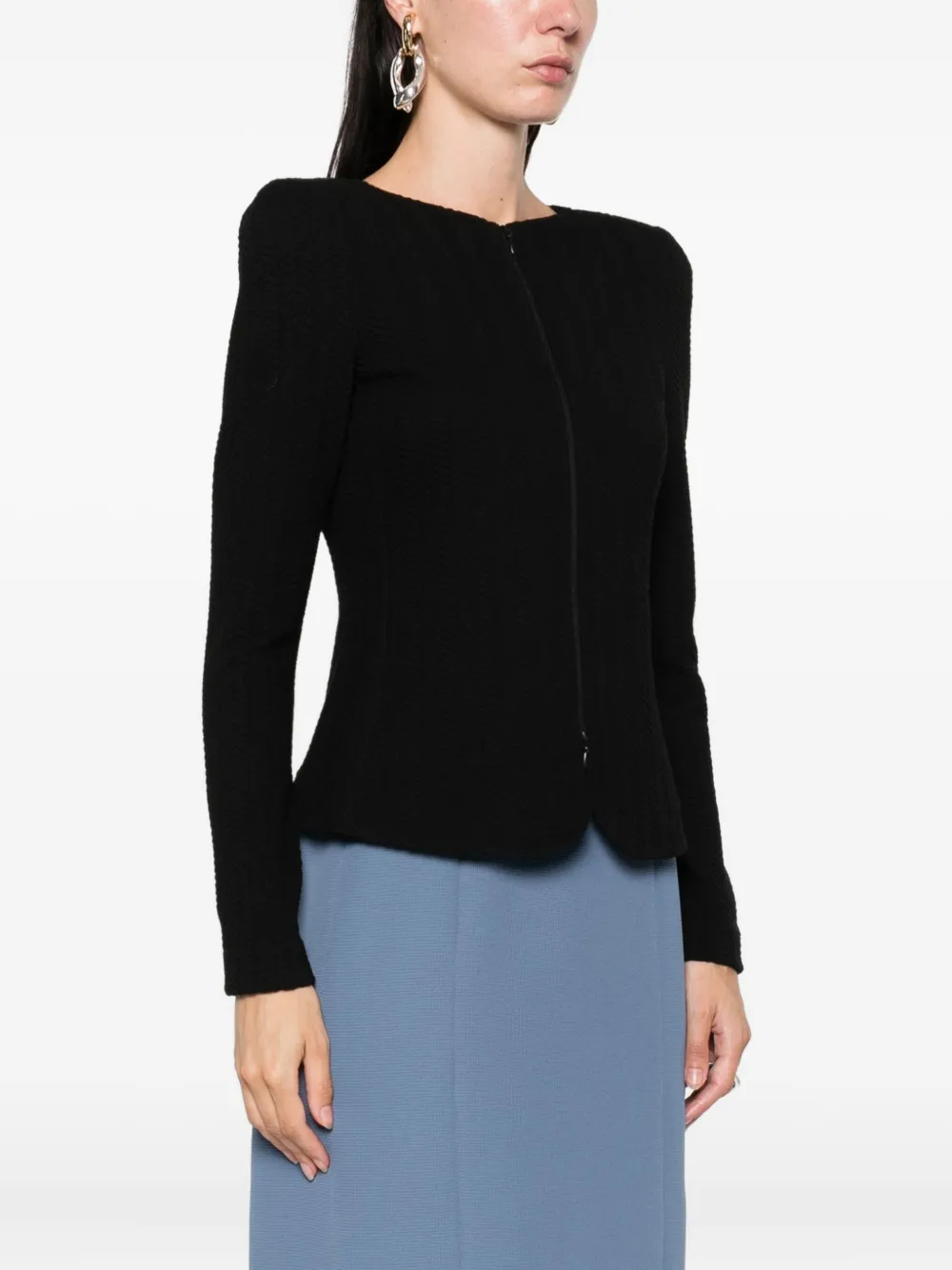 Emporio Armani Jack met chevron patroon en rits Zwart