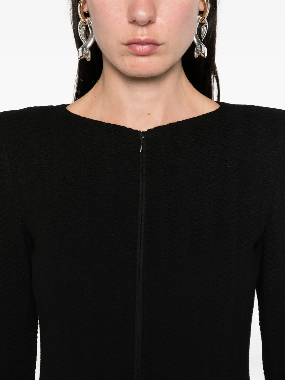 Emporio Armani Jack met chevron patroon en rits Zwart