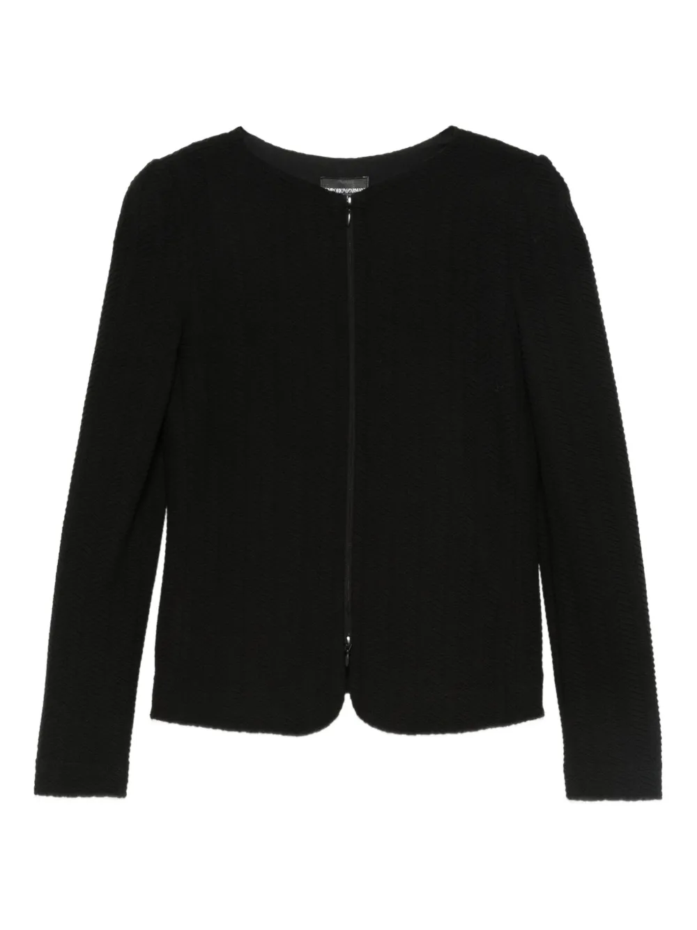 Emporio Armani chevron-pattern zip-front jacket | Black | Image 1