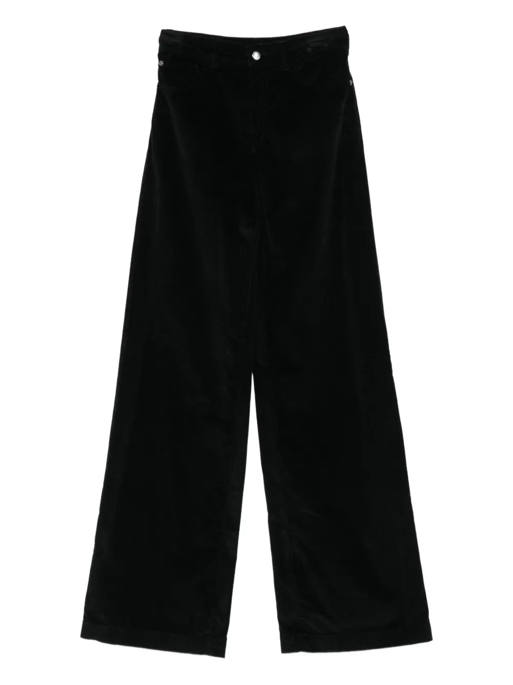 Emporio Armani Wide-leg Cotton-blend Jeans With Back Pockets In Black