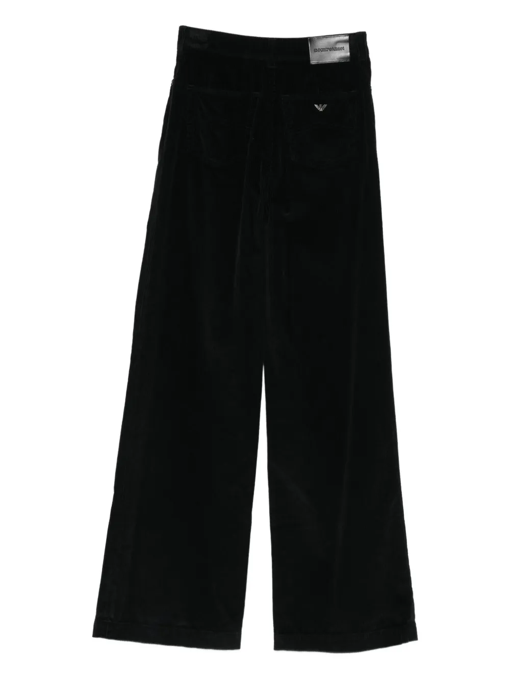 Emporio Armani Wide-leg Cotton-blend Jeans With Back Pockets In Black