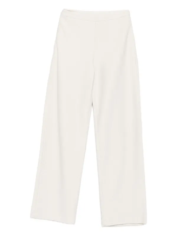 Emporio Armani Textured Straight Trousers in Neutrals