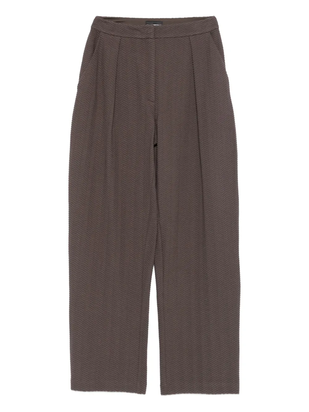 Emporio Armani chevron-motif pleated straight trousers Bruin