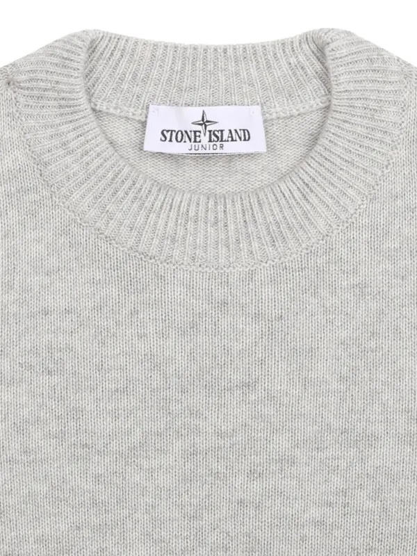 【Kidsまたレディース】stone グレー クルーネックニット Stone Island Junior クルーネック パッチ セーター | グレー