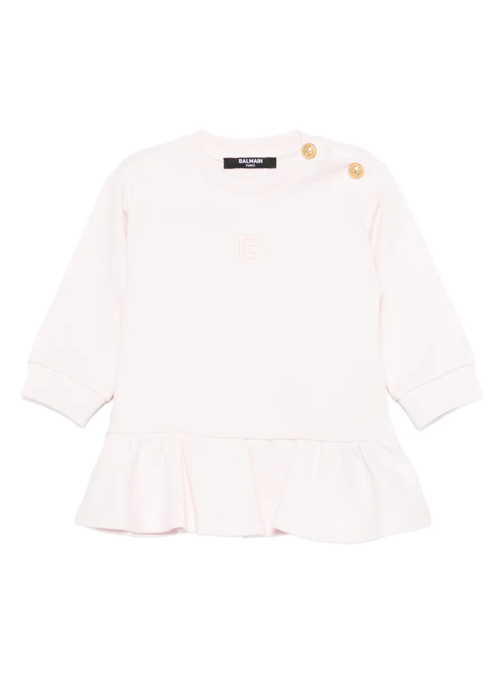 Balmain Kids embroidered ruffled dress and bloomers set - ピンク Balmain Kids embroidered ruffled dress and bloomers set - ピンク
