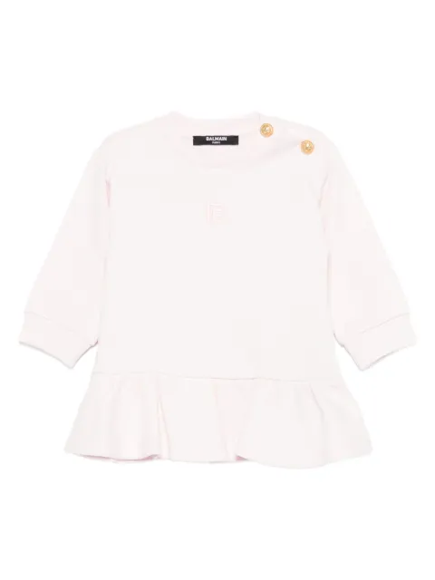 Balmain Kids embroidered ruffled dress and bloomers set