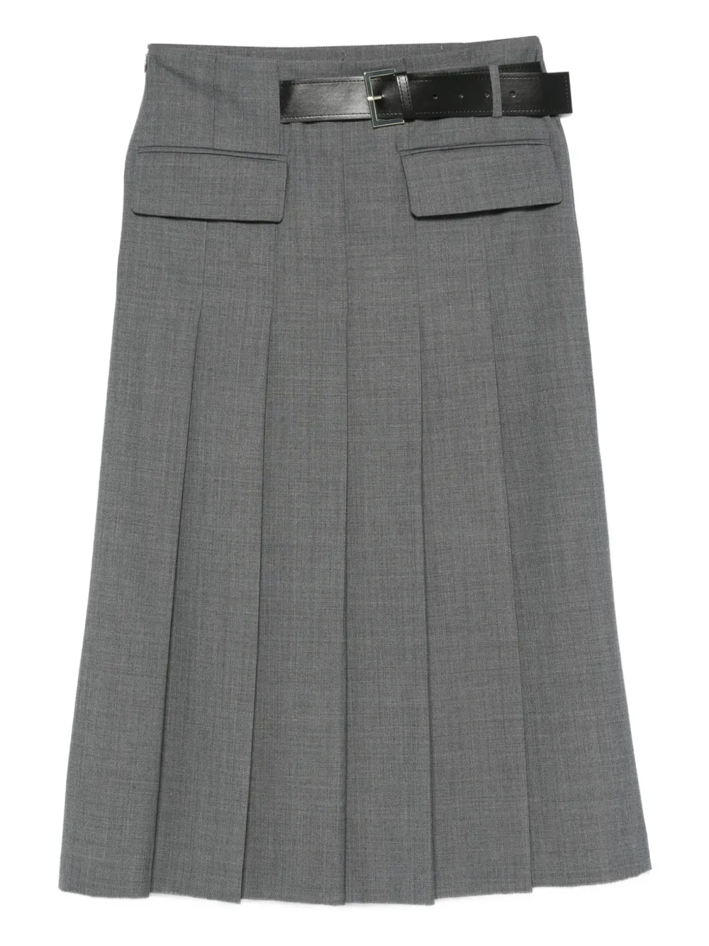 Semicouture Pleated Belted Skirt In Gray
