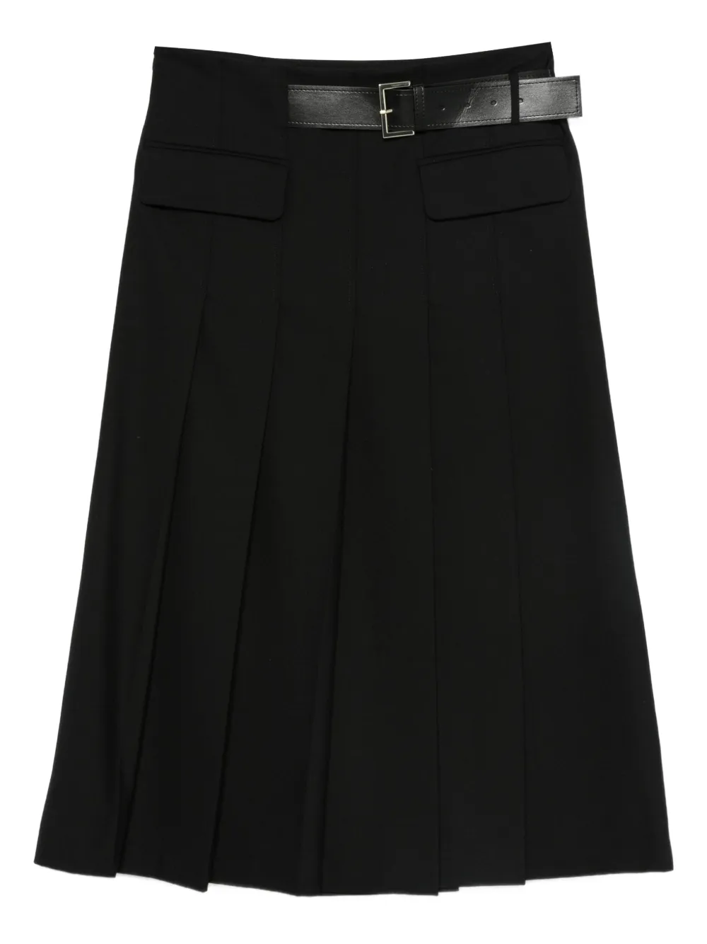 Semicouture Pleated Belted Skirt In Black