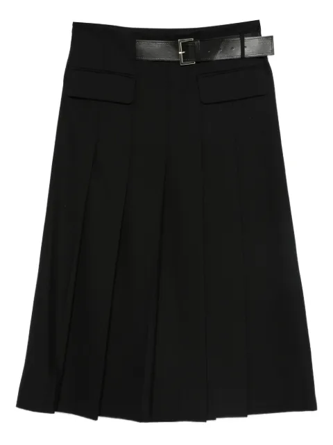 Semicouture pleated belted skirt