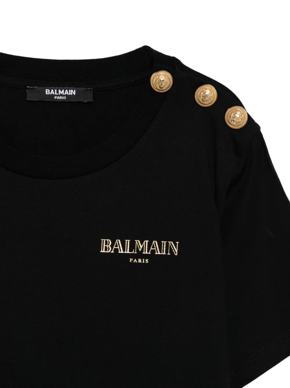 Balmain Kids T-shirt met geborduurd logo en knoopdetail Zwart