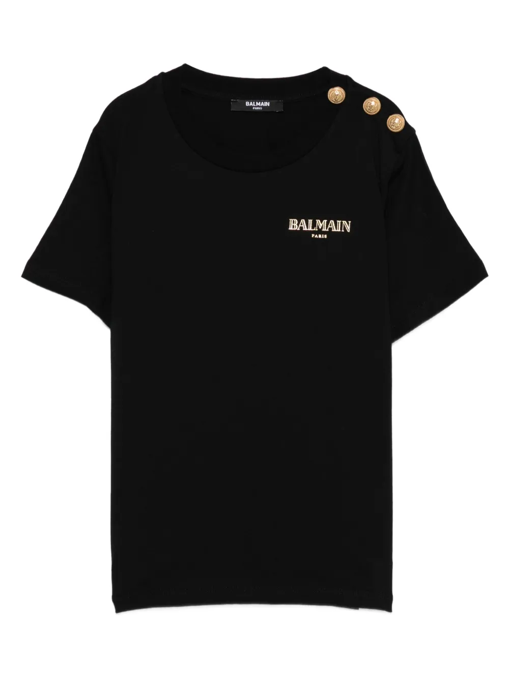 Balmain Kids logo-embroidered button-detailed t-shirt Zwart
